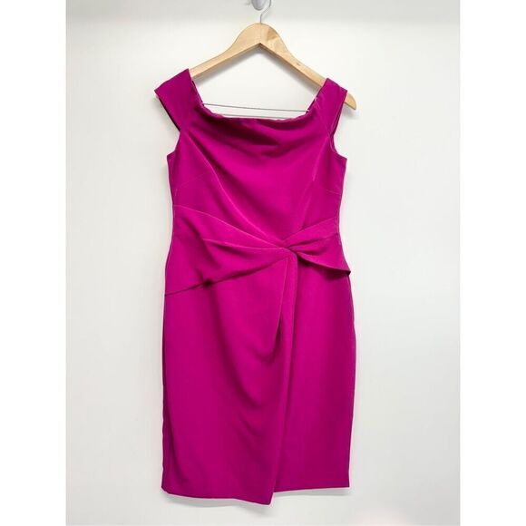 Lauren Ralph Lauren Dress Size 8‎ Pink Crepe Off Shoulder Back Zip Knee Length - Picture 2 of 13